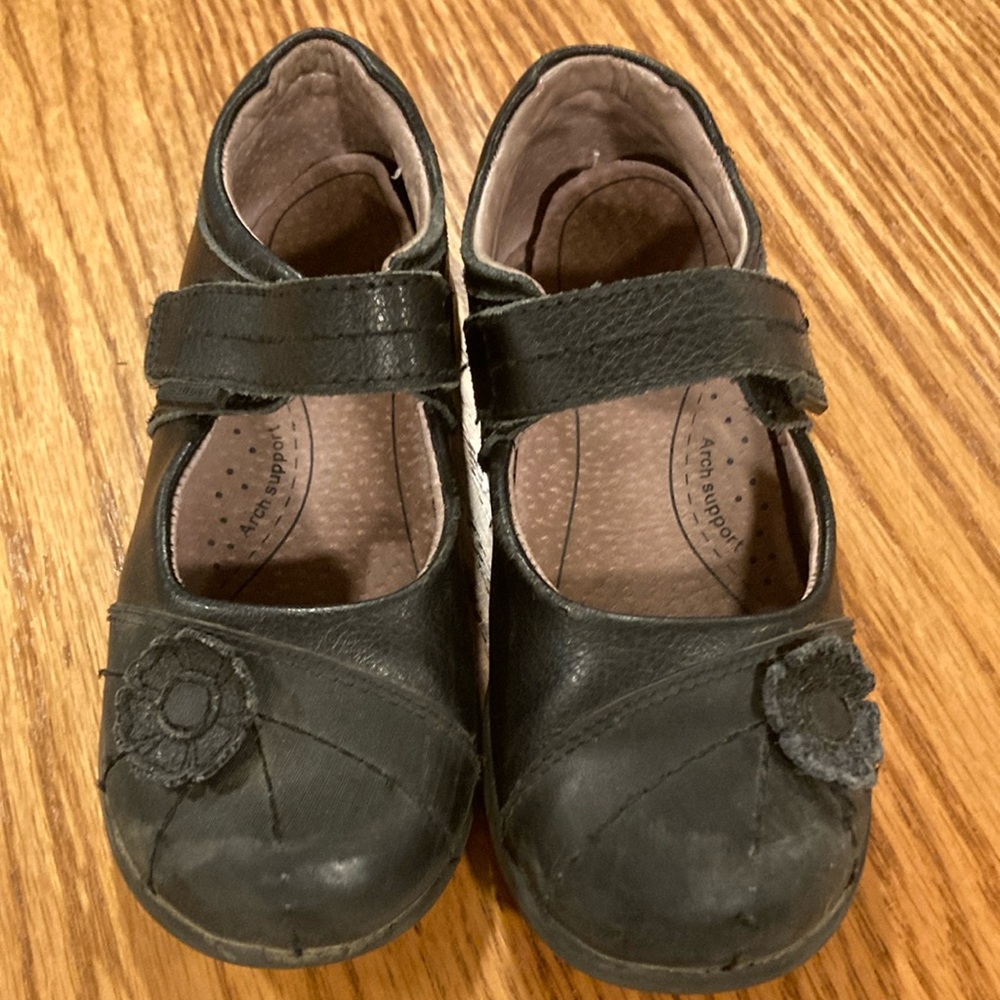 Pediped Black Mary Jane Dress Shoes with Velcro Strap